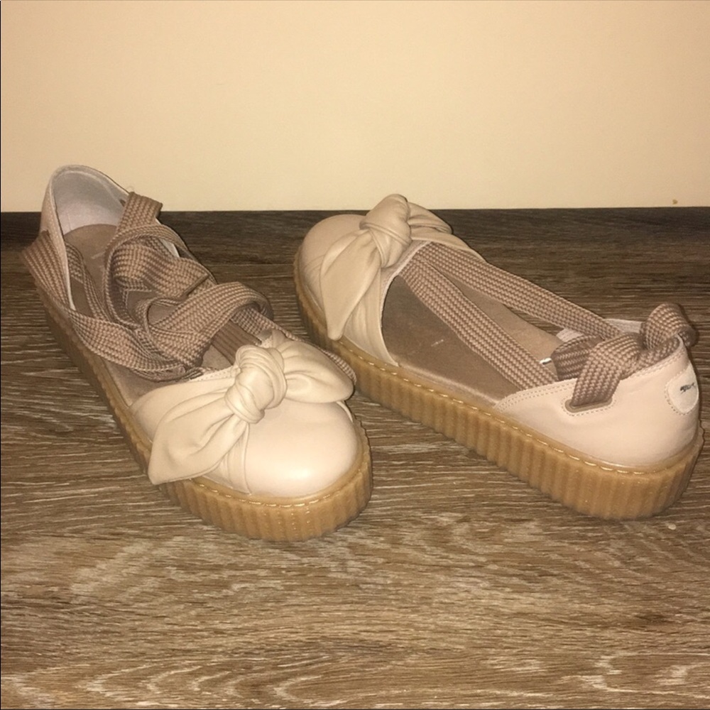 Rihanna Bow Creeper Tie Up Shoes